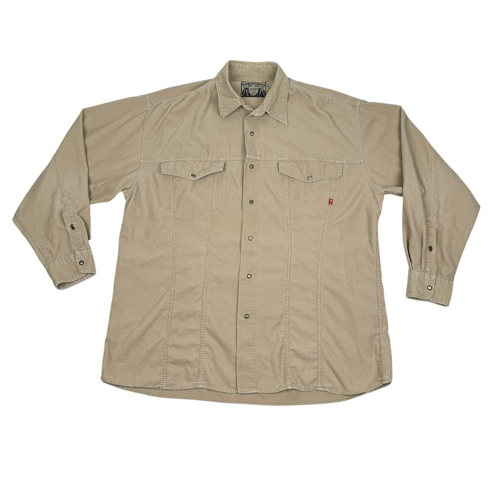 Joop! Jeans Beige Corduroy Button-Up Shirt Vintage 90s Oversized Shacket Large
